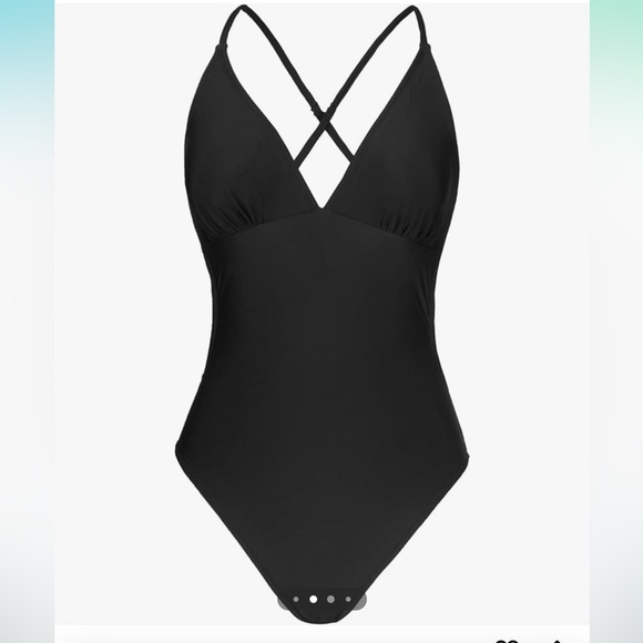 CUPSHE Women Crisscross Back Ruched One Piece Swimsuit Cut Out V Neck High - Picture 4 of 8